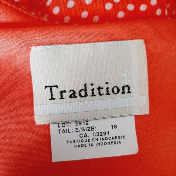 TRADITION Polka-Dot Sleeveless Flowy Midi Dress Orange & White Sz 18 - Picture 10 of 11